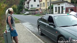 Old granny gets picked up and pounded