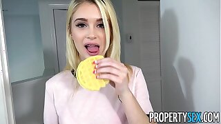 PropertySex - Super-steamy petite blonde teen fucks her roommate